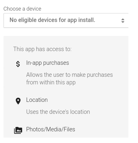 No eligible devices for app install